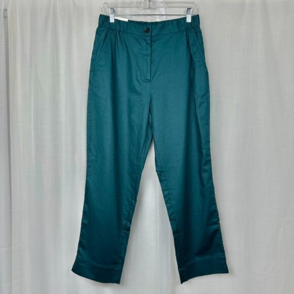 Banana Republic Womens Tapered High Rise Ankle Pants Small Linen Cotton Teal‎